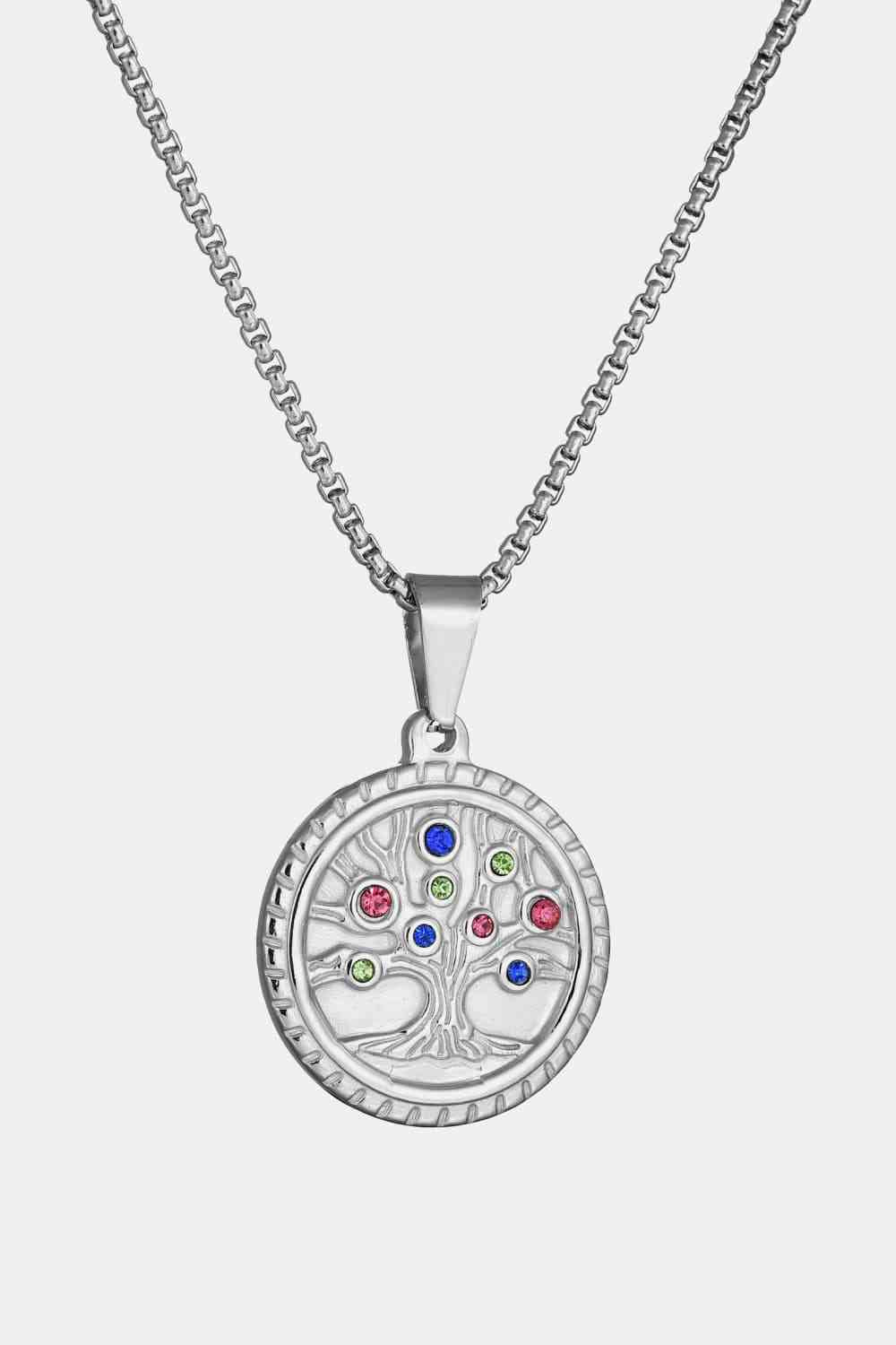 Stainless String Tree Shell Pendant Necklace