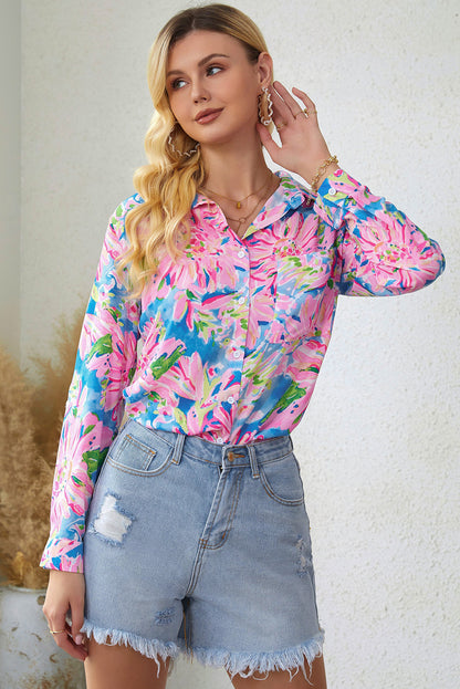 Floral Long Sleeve Collared Shirt