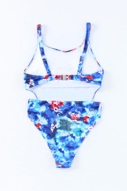 Floral Cutout Sleeveless One-Piece Swimsuit