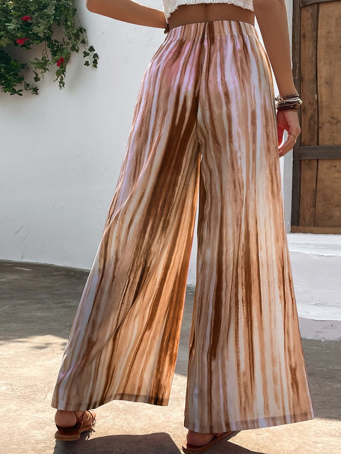 Striped High Waist Wide Leg Pants