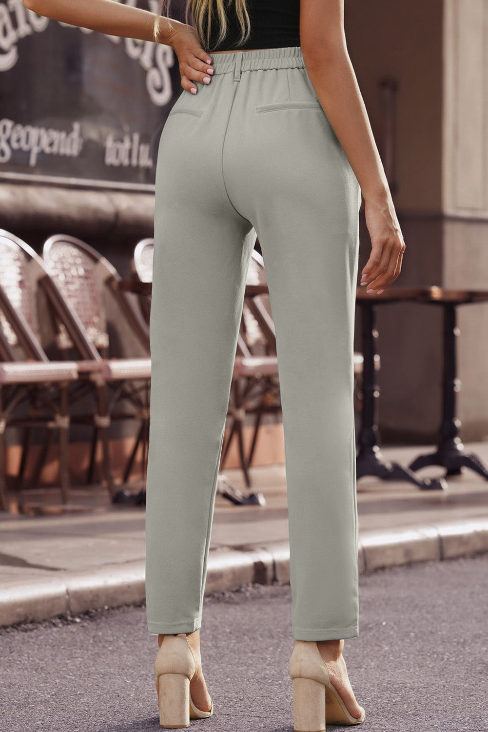 Ankle-Length Straight Leg Pants with Pockets