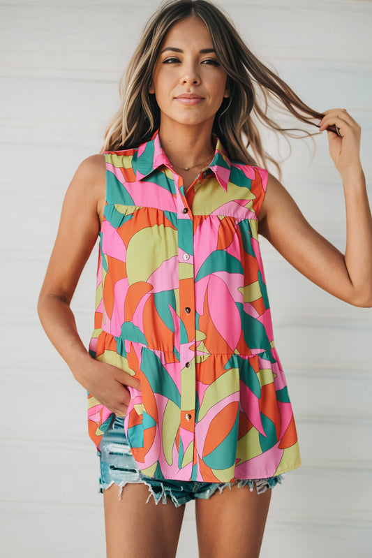 Multicolored Sleeveless Longline Shirt