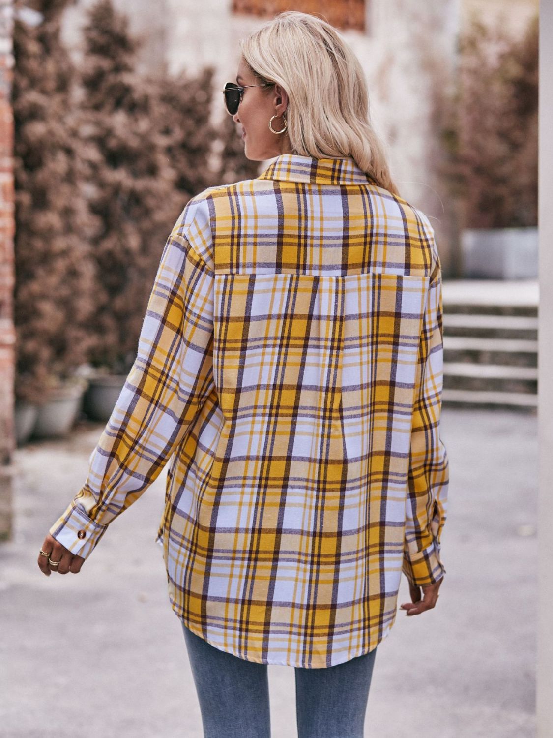 Plaid Dropped Shoulder Longline Shirt