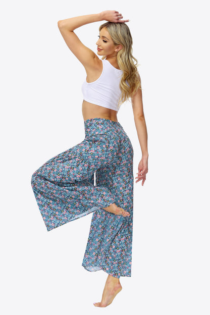 Floral Tie-Waist Tiered Culottes