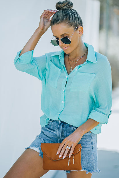 Button-Up Shirt with Breast Pockets