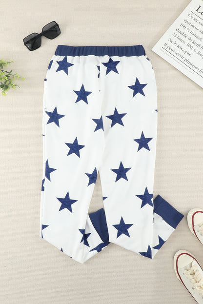 Star Print Drawstring Detail Joggers