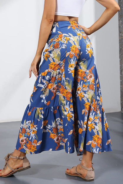 Printed Tie-Front Culottes